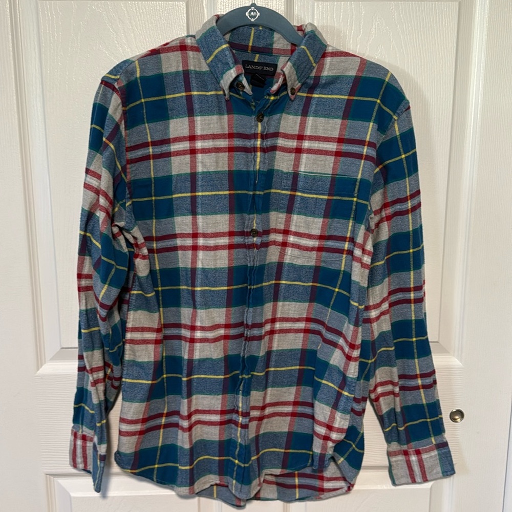 Land’s End Flannel Dress Shirt Traditional Fit 15-15 1/2 Medium